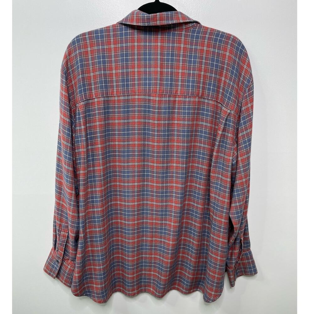 Plus size 1X Plaid Boyfriend Button-Up Shirt Chest Pocket Treasure  Bond Country - Picture 6 of 9